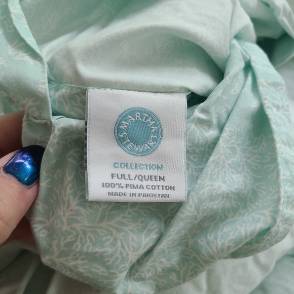 Martha Stewart Pima Cotton QUEEN duvet cover and 4 pillowcases seafoam - Picture 4 of 6